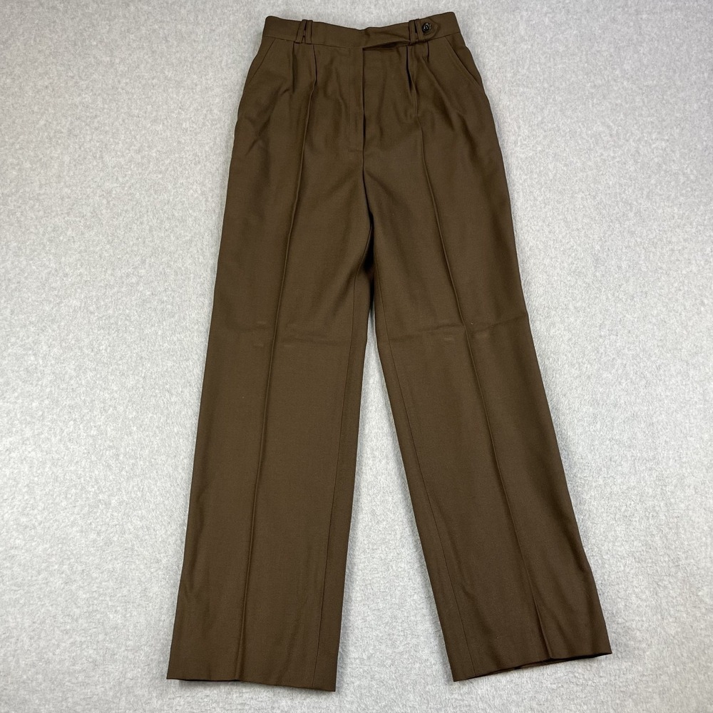 Vintage 70s Alan Austin Trousers Pants Womens 26x29 Brown Wool Pleated France